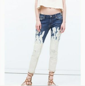 💕 NWOT Zara bleached wash cigarette jeans